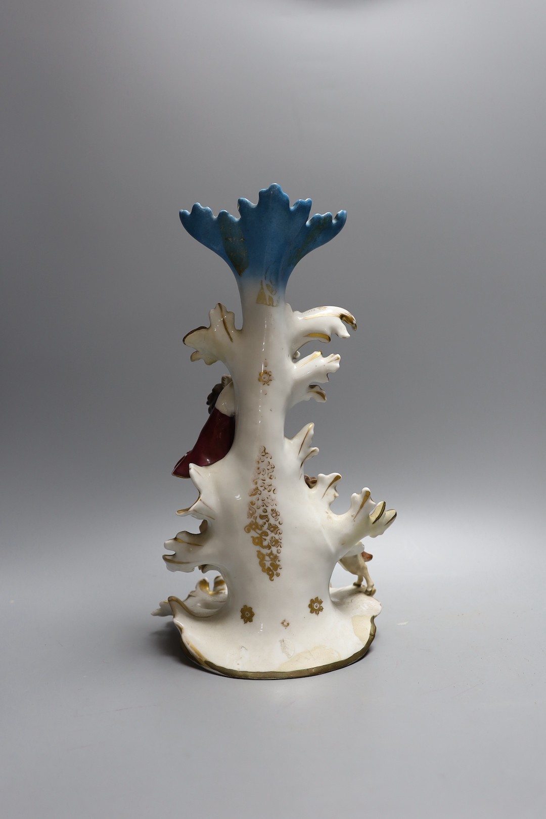 19th century decorative Paris porcelain figural painted candlestick - 30cm high